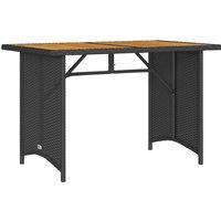 Berkfield Home Garden Table with Wooden Top Black 110x68x70 cm Poly Rattan | Size: 110 x 68 x 70 cm