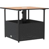 Berkfield Home Garden Table with Parasol Hole Black 55x55x46.5 cm Poly Rattan