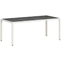 Berkfield Home Garden Table with Glass Top White 190x90x75 cm Poly Rattan | Size: 190 x 90 x 75 cm