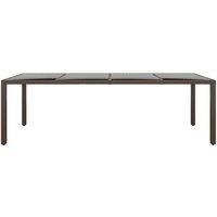Berkfield Home Garden Table with Glass Top Brown Poly Rattan