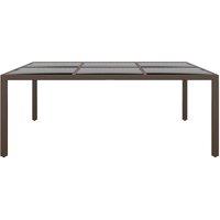 Berkfield Home Garden Table with Glass Top Brown 200x150x75 cm Rattan | Size: 200 x 150 x 75 cm
