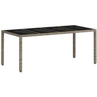 Berkfield Home Garden Table with Glass Top Light Grey 190x90x75 cm Poly Rattan | Size: 190 x 90 x 75 cm