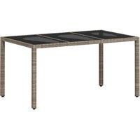 Berkfield Home Garden Table with Glass Top Light Grey 150x90x75 cm Poly Rattan | Size: 150 x 90 x 75 cm
