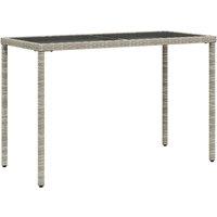 Berkfield Home Garden Table with Glass Top Light Grey 115x54x74 cm Poly Rattan | Size: 115 x 54 x 74 cm
