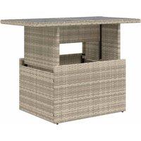 Berkfield Home Garden Table with Glass Top Light Grey 100x55x73 cm Poly Rattan | Size: 100 x 55 x 73 cm