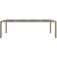 Berkfield Home Garden Table with Glass Top Beige Poly Rattan