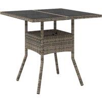 Berkfield Home Garden Table with Glass Top Grey 80x80x75 cm Poly Rattan | Size: 80 x 80 x 75 cm