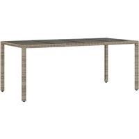 Berkfield Home Garden Table with Glass Top Grey 190x90x75 cm Poly Rattan | Size: 190 x 90 x 75 cm