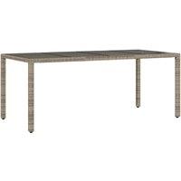 Berkfield Home Garden Table with Glass Top Grey 190x90x75 cm Poly Rattan | Size: 190 x 90 x 75 cm