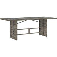 Berkfield Home Garden Table with Glass Top Grey 190x80x75 cm Poly Rattan | Size: 190 x 80 x 75 cm