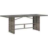 Berkfield Home Garden Table with Glass Top Grey 190x80x74 cm Poly Rattan | Size: 190 x 80 x 74 cm