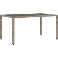 Berkfield Home Garden Table with Glass Top Grey 150x90x75 cm Poly Rattan | Size: 150 x 90 x 75 cm