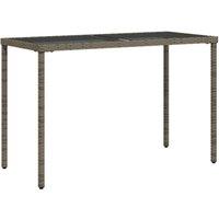 Berkfield Home Garden Table with Glass Top Grey 115x54x74 cm Poly Rattan | Size: 115 x 54 x 74 cm