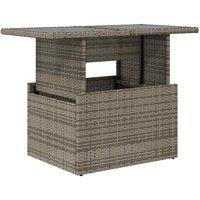 Berkfield Home Garden Table with Glass Top Grey 100x55x73 cm Poly Rattan | Size: 100 x 55 x 73 cm