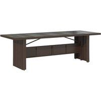 Berkfield Home Garden Table with Glass Top Brown 240x90x75 cm Poly Rattan | Size: 240 x 90 x 75 cm