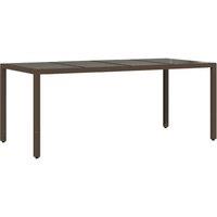 Berkfield Home Garden Table with Glass Top Brown 190x90x75 cm Poly Rattan | Size: 190 x 90 x 75 cm