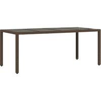 Berkfield Home Garden Table with Glass Top Brown 190x90x75 cm Poly Rattan | Size: 190 x 90 x 75 cm