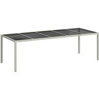 Berkfield Home Garden Table White 250x100x75 cm Poly Rattan & Tempered Glass | Size: 250 x 100 x 75 cm