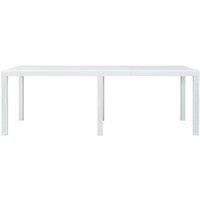 Berkfield Home Garden Table White 220x90x72 cm Plastic Rattan Look | Size: 220 x 90 x 72 cm
