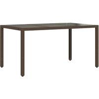 Berkfield Home Garden Table with Glass Top Brown 150x90x75 cm Poly Rattan | Size: 150 x 90 x 75 cm
