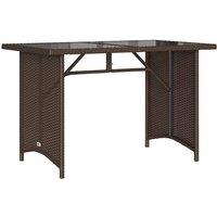 Berkfield Home Garden Table with Glass Top Brown 110x68x70 cm Poly Rattan | Size: 110 x 68 x 70 cm