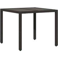 Berkfield Home Garden Table with Glass Top Black 90x90x75 cm Poly Rattan | Size: 90 x 90 x 75 cm