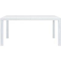 Berkfield Home Garden Table White 150x90x72 cm Plastic Rattan Look | Size: 150 x 90 x 72 cm