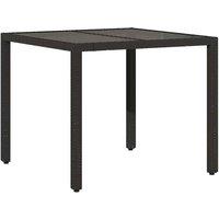 Berkfield Home Garden Table with Glass Top Black 90x90x75 cm Poly Rattan | Size: 90 x 90 x 75 cm