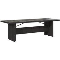 Berkfield Home Garden Table with Glass Top Black 240x90x75 cm Poly Rattan | Size: 240 x 90 x 75 cm