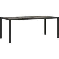 Berkfield Home Garden Table with Glass Top Black 190x90x75 cm Poly Rattan | Size: 190 x 90 x 75 cm