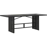 Berkfield Home Garden Table with Glass Top Black 190x80x75 cm Poly Rattan | Size: 190 x 80 x 75 cm