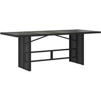 Berkfield Home Garden Table with Glass Top Black 190x80x74 cm Poly Rattan | Size: 190 x 80 x 74 cm