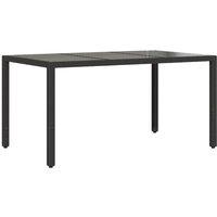 Berkfield Home Garden Table with Glass Top Black 150x90x75 cm Poly Rattan | Size: 150 x 90 x 75 cm
