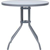 Berkfield Home Garden Table Light Grey 80 cm Steel & Glass