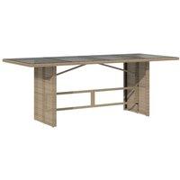 Berkfield Home Garden Table with Glass Top Beige 190x80x74 cm Poly Rattan | Size: 190 x 80 x 74 cm