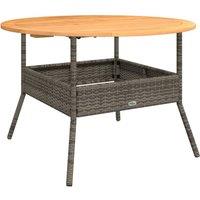 Berkfield Home Garden Table with Acacia Wood Top Grey 110x71 cm Poly Rattan | Size: 110x71 cm