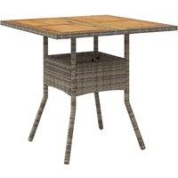 Berkfield Home Garden Table with Acacia Wood Top Grey 80x80x75 cm Poly Rattan | Size: 80 x 80 x 75 cm