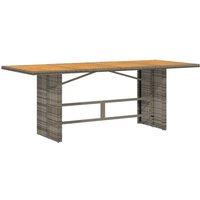 Berkfield Home Garden Table with Acacia Wood Top Grey 190x80x75 cm Poly Rattan | Size: 190 x 80 x 75 cm