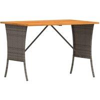 Berkfield Home Garden Table with Acacia Wood Top Grey 105x75x72 cm Poly Rattan | Size: 105 x 75 x 72 cm