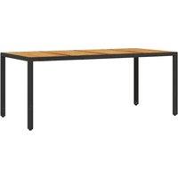 Berkfield Home Garden Table with Acacia Wood Top Black 190x90x75 cm Poly Rattan | Size: 190 x 90 x 75 cm