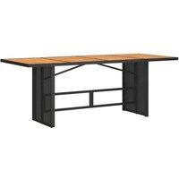 Berkfield Home Garden Table with Acacia Wood Top Black 190x80x74 cm Poly Rattan | Size: 190 x 80 x 74 cm