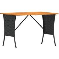 Berkfield Home Garden Table with Acacia Wood Top Black 105x75x72 cm Poly Rattan | Size: 105 x 75 x 72 cm