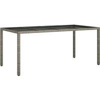 Berkfield Home Garden Table Grey 190x90x75 cm Tempered Glass & Poly Rattan | Size: 190 x 90 x 75 cm
