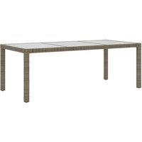 Berkfield Home Garden Table Grey 190x90x75 cm Tempered Glass & Poly Rattan | Size: 190 x 90 x 75 cm