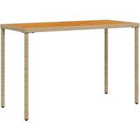Berkfield Home Garden Table with Acacia Wood Top Beige 115x54x74 cm Poly Rattan | Size: 115 x 54 x 74 cm