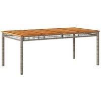Berkfield Home Garden Table Grey 180x90x75 cm Poly Rattan Acacia Wood | Size: 180 x 90 x 75 cm
