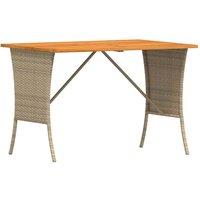 Berkfield Home Garden Table with Acacia Wood Top Beige 105x75x72 cm Poly Rattan | Size: 105 x 75 x 72 cm