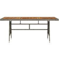 Berkfield Home Garden Table Grey 160x70x72 cm Poly Rattan & Solid Acacia Wood | Size: 160 x 70 x 72 cm