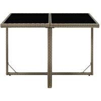 Berkfield Home Garden Table Grey 109x107x74 cm Poly Rattan & Glass | Size: 109 x 107 x 74 cm