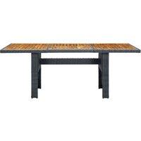 Berkfield Home Garden Table Dark Grey Poly Rattan & Solid Acacia Wood